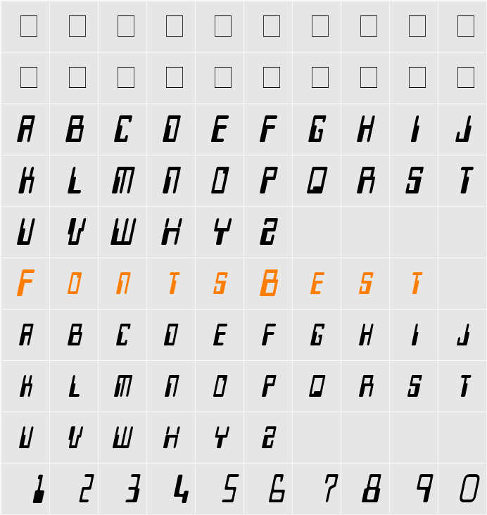 Keys Condensed Character Map