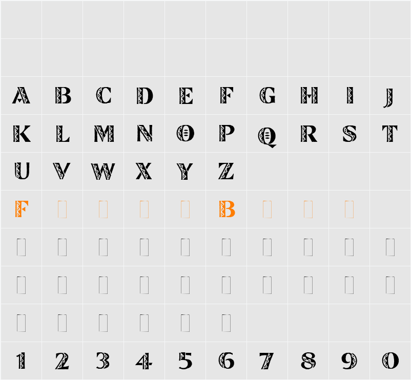 Zinjaro Character Map