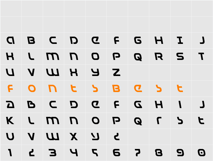 Universal Jack Leftalic Character Map