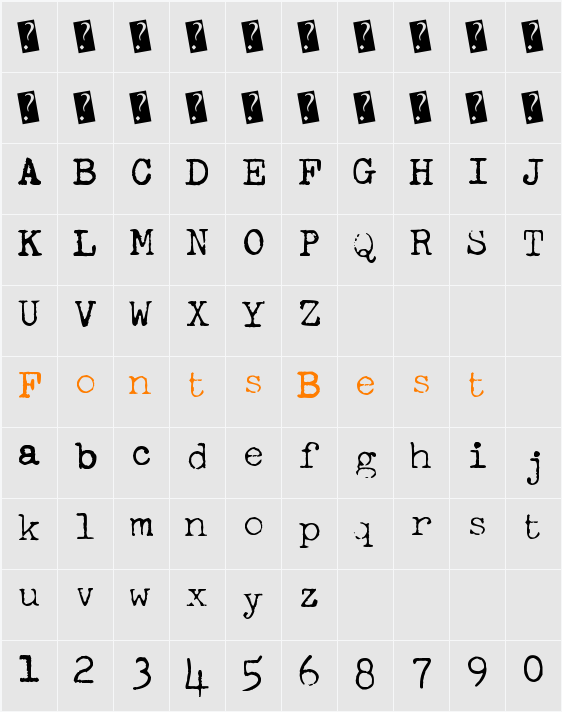 FreekyTypewriter Character Map
