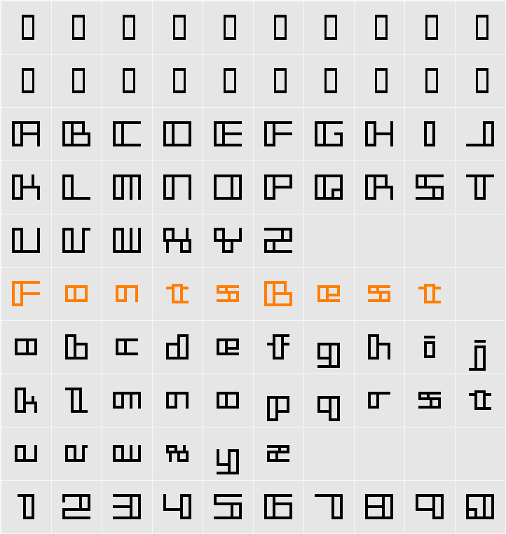 Pop Tune OutBitA12 Character Map