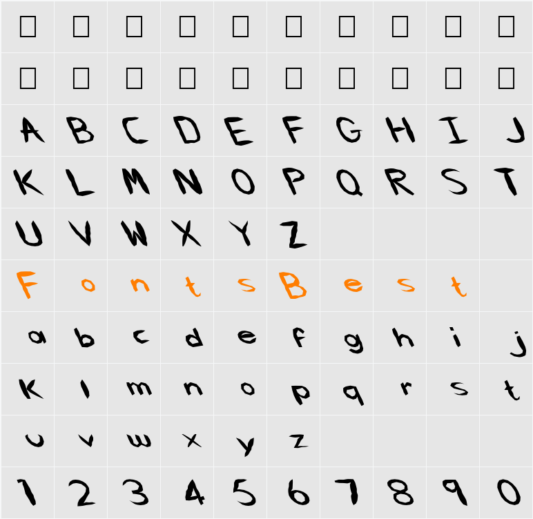 FZ HAND 5 MANGLED LEFTY Character Map