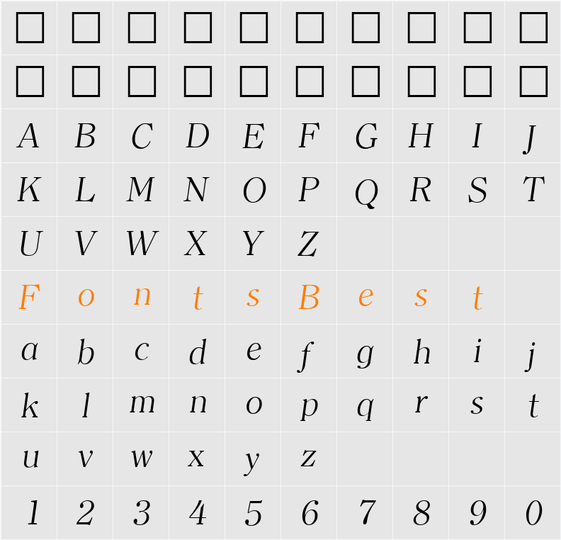 Clerface-LightIta Character Map