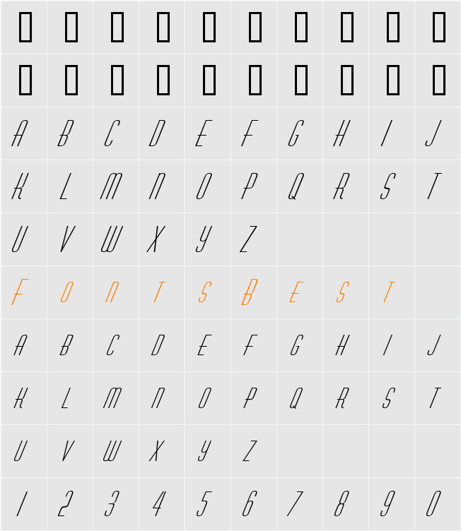 a_HuxleyCaps Character Map