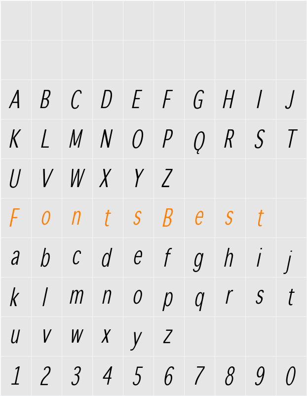 WinterthurCondensed Character Map