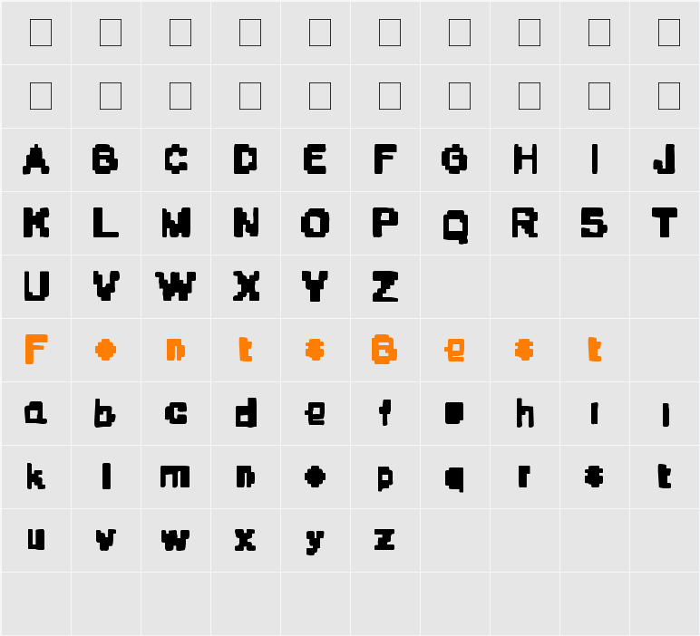 Stone Era Pixels Character Map