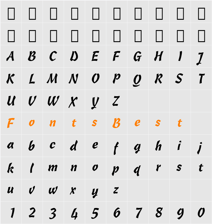Freehand471 BT Character Map