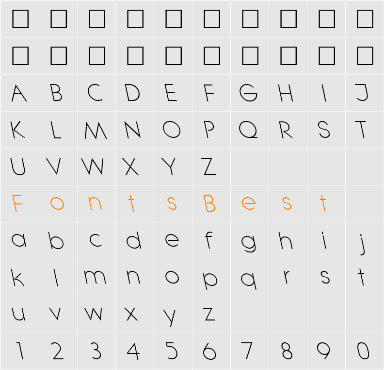 LitheLeftyLight Character Map