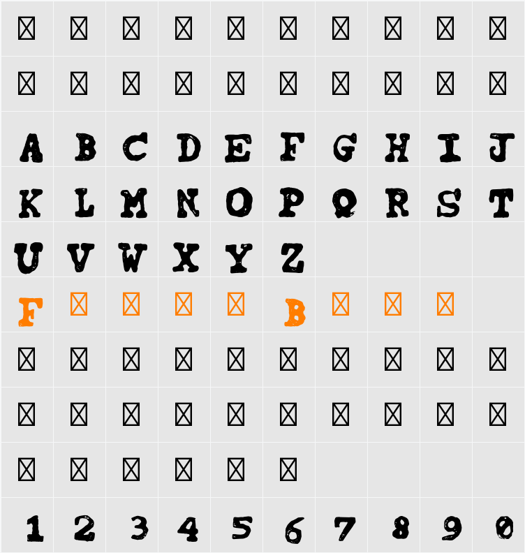 tipo carimbado Character Map