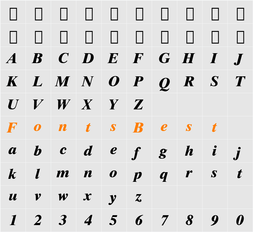 Dutch801 XBdIt BT Character Map