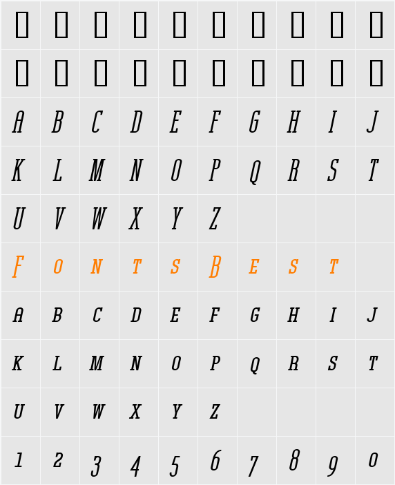 Unknown Caller BTN SC XBd Character Map