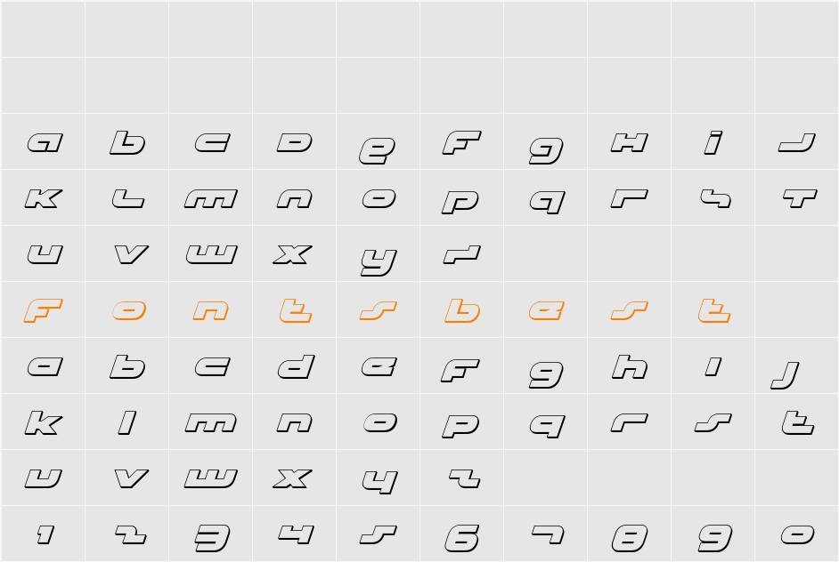 uni-sol 3D Italic Character Map