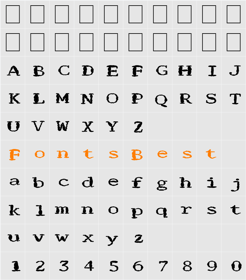 FZ DIGITAL 1 MANGLED EX Character Map