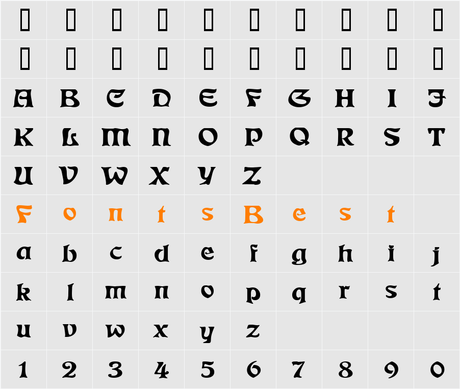 Freedom Extended Character Map