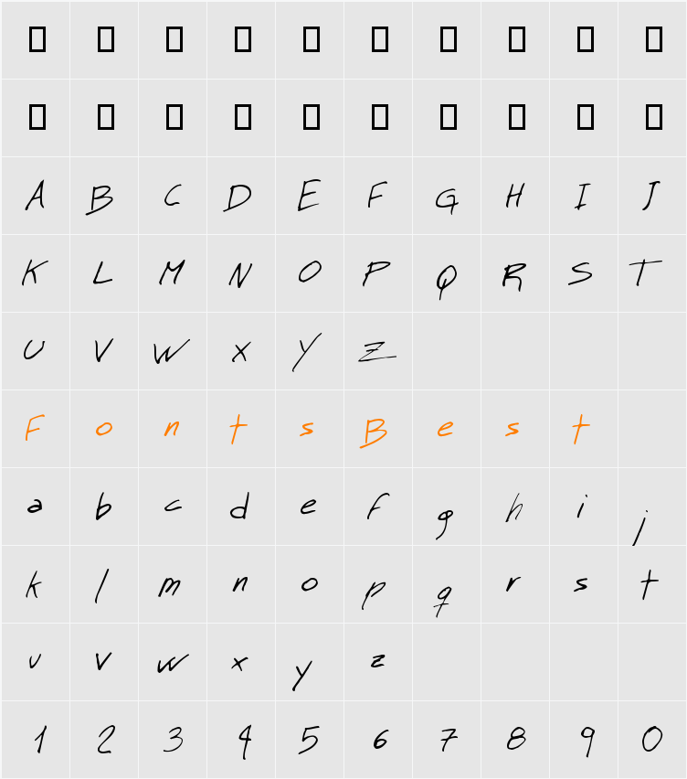 MT Matto Script Character Map