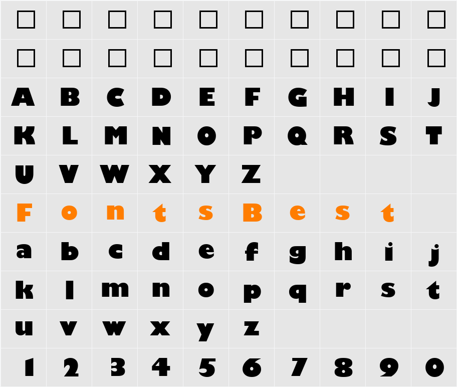 Gill Sans MT Ultra Bold Character Map