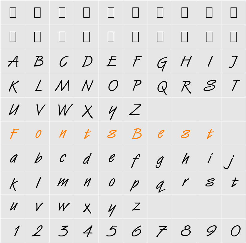 Script-H850 Character Map