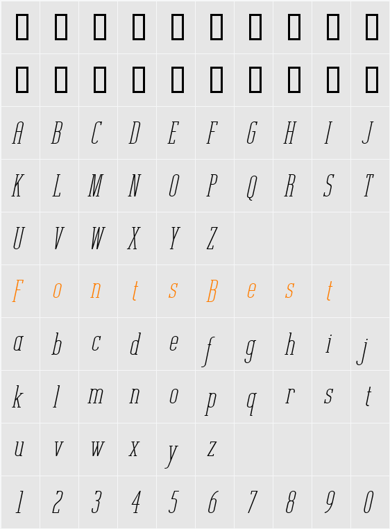 Unknown Caller BTN Character Map