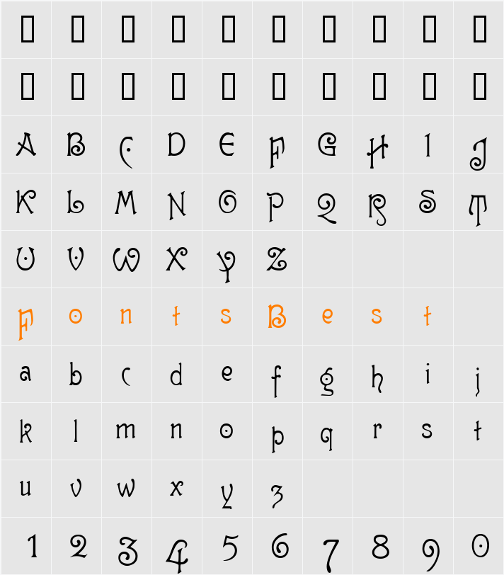 GutenbergNouveau Character Map
