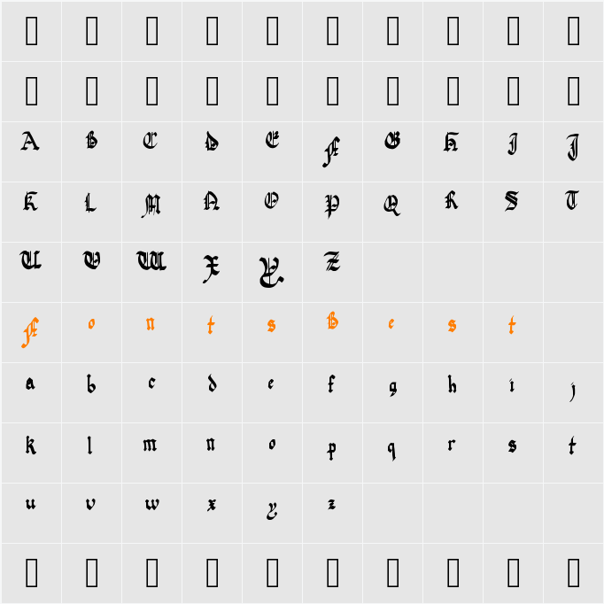 quadrata preciosa Character Map