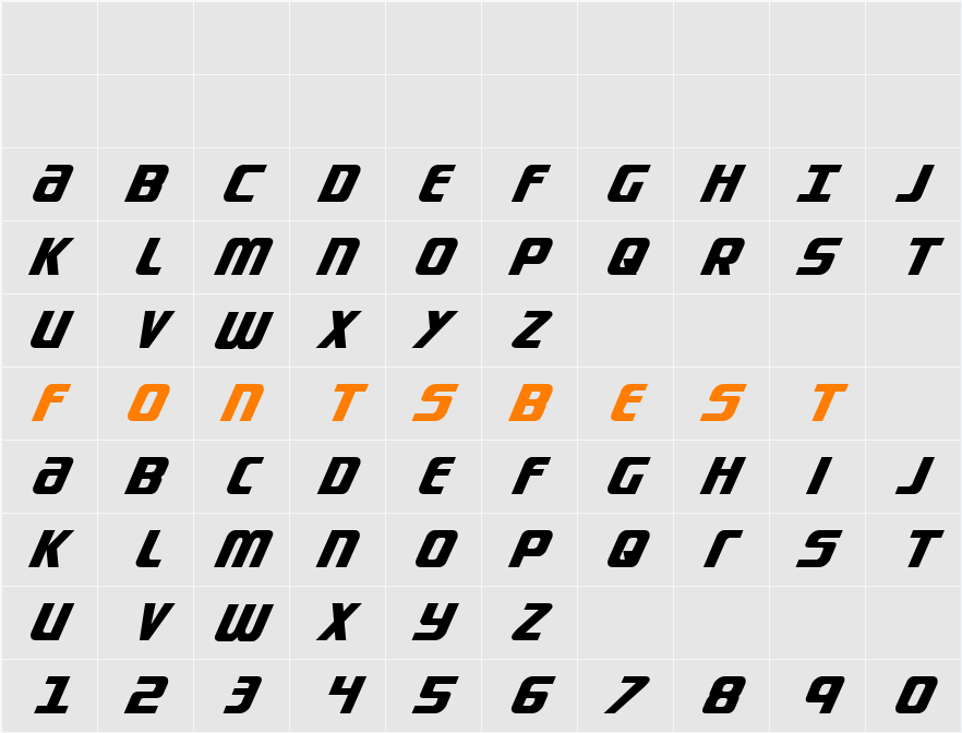 Lightsider Ultra-Italic Character Map