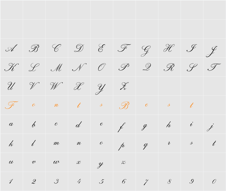 RegencyScriptFLF Character Map