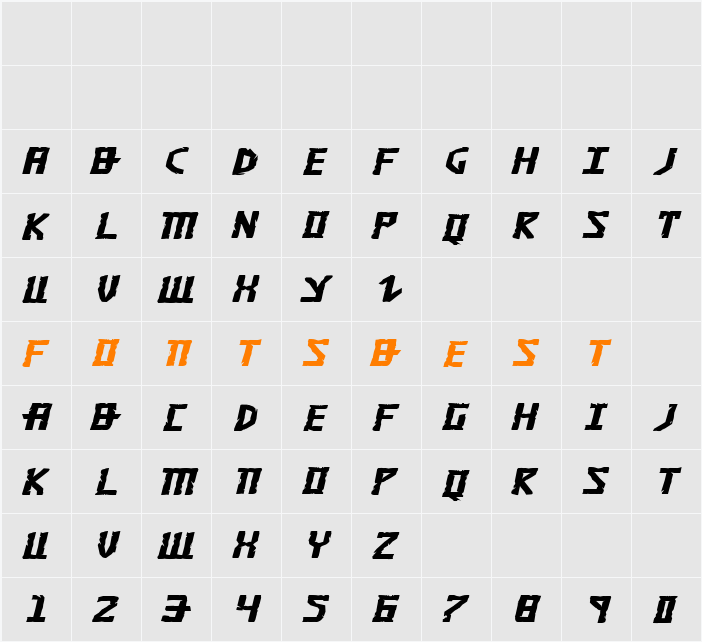 Khazad-Dum Expanded Italic Character Map
