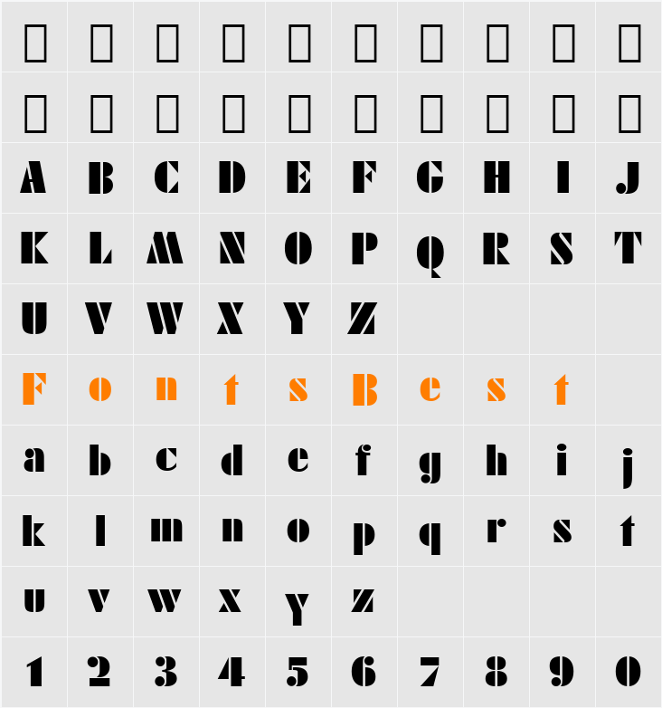 FuturaBlack Win95BT Character Map