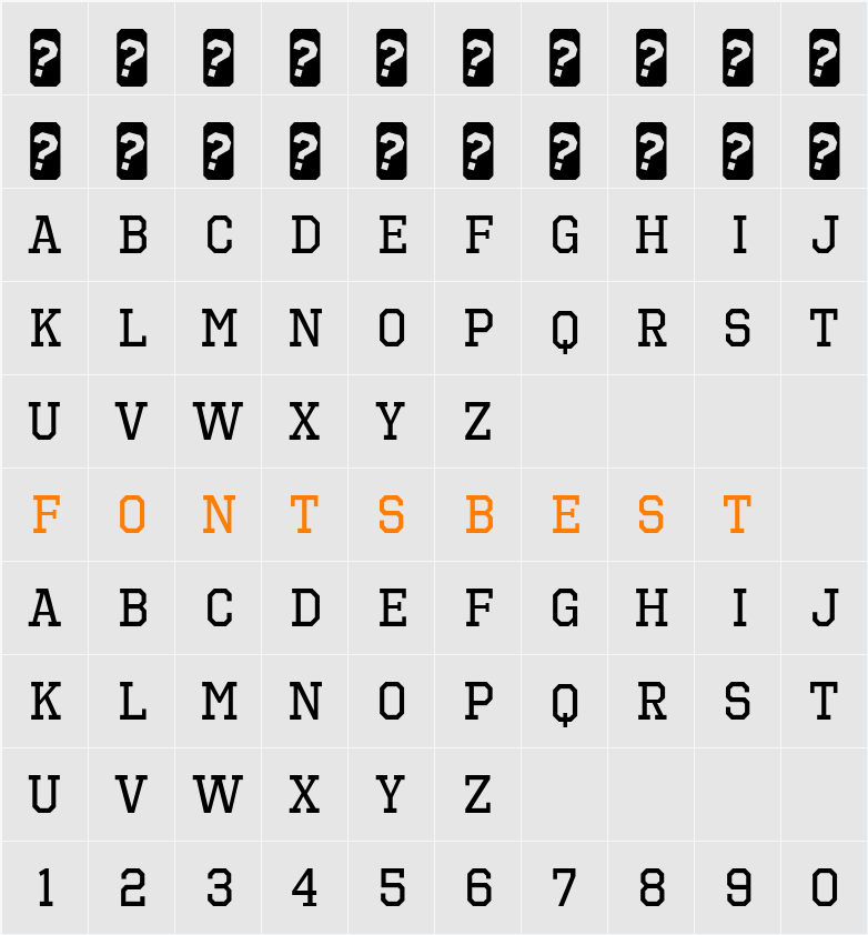 Octin Sports Rg Character Map