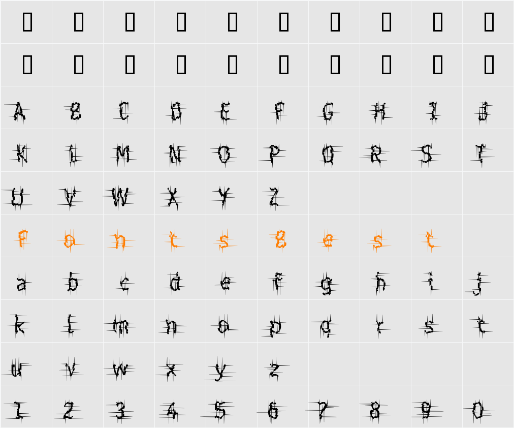 Shatterday ICG Character Map