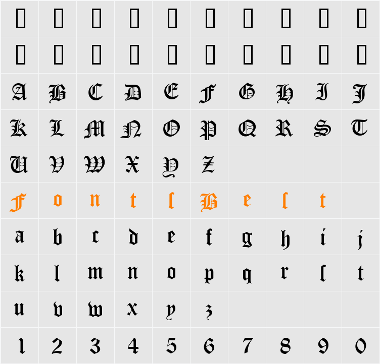 OldBlackletter Character Map