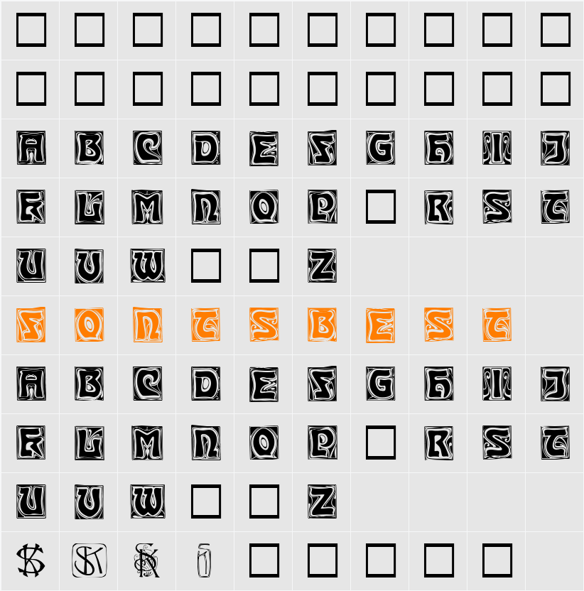 Kinigstein Caps Character Map