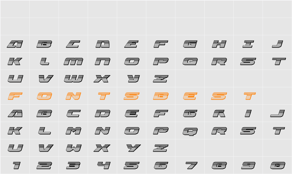 Iapetus Chrome Italic Character Map