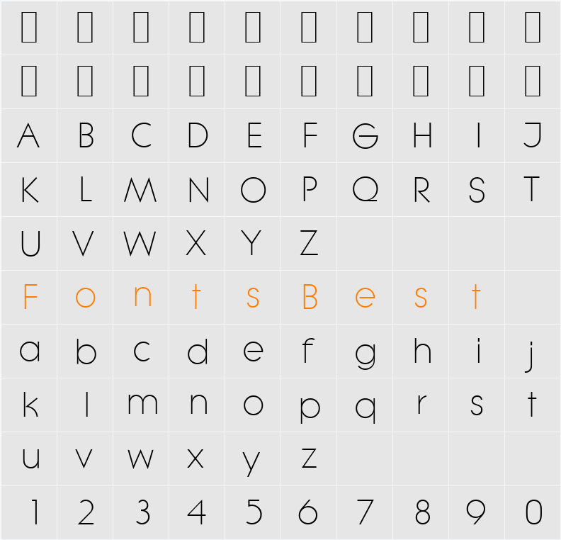 LiteraSerial-Light Character Map