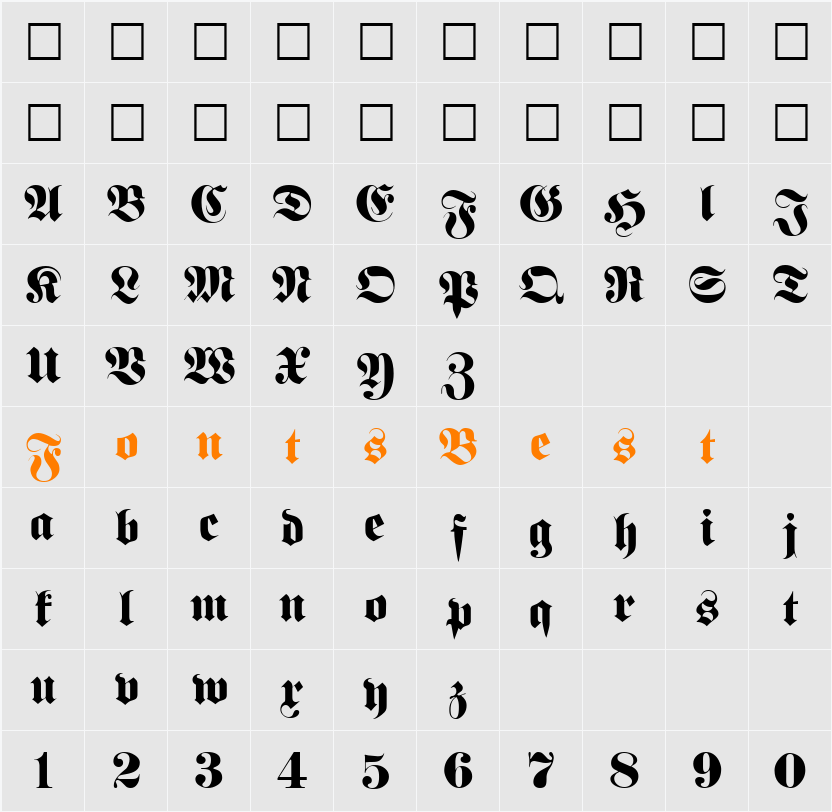 Fraktur Character Map