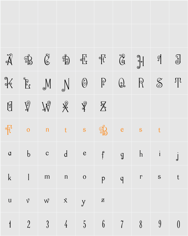 Recherche Alternates Character Map