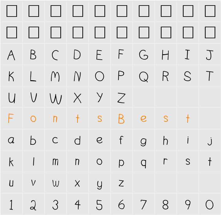 DuncanItalic Character Map
