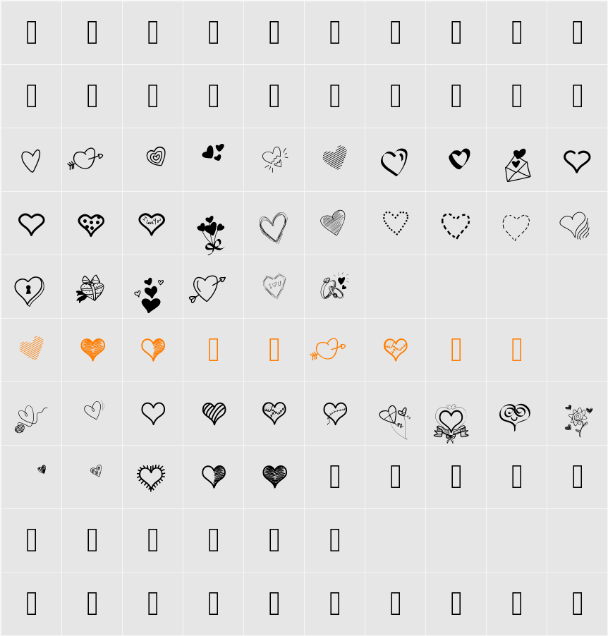 PWLittleHearts Character Map