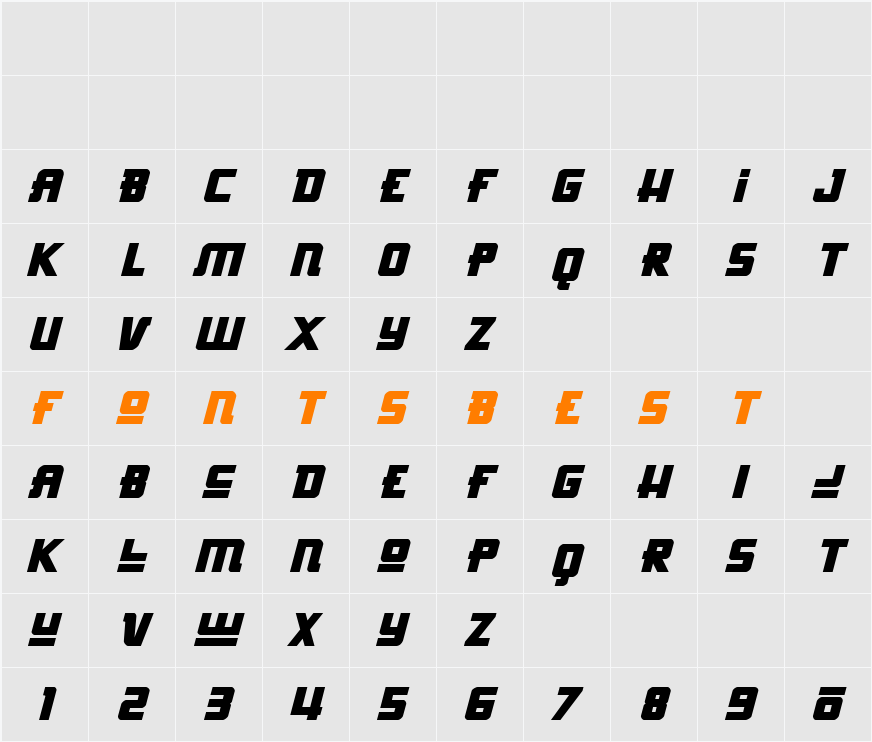 Hong Kong Hustle Italic Character Map