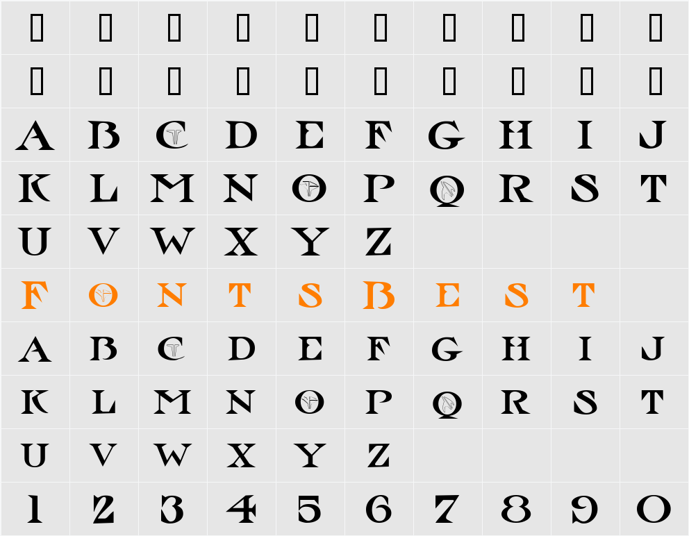 LHF Strong Angle Character Map