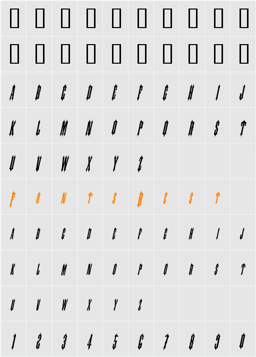 SlayerCondensed Character Map