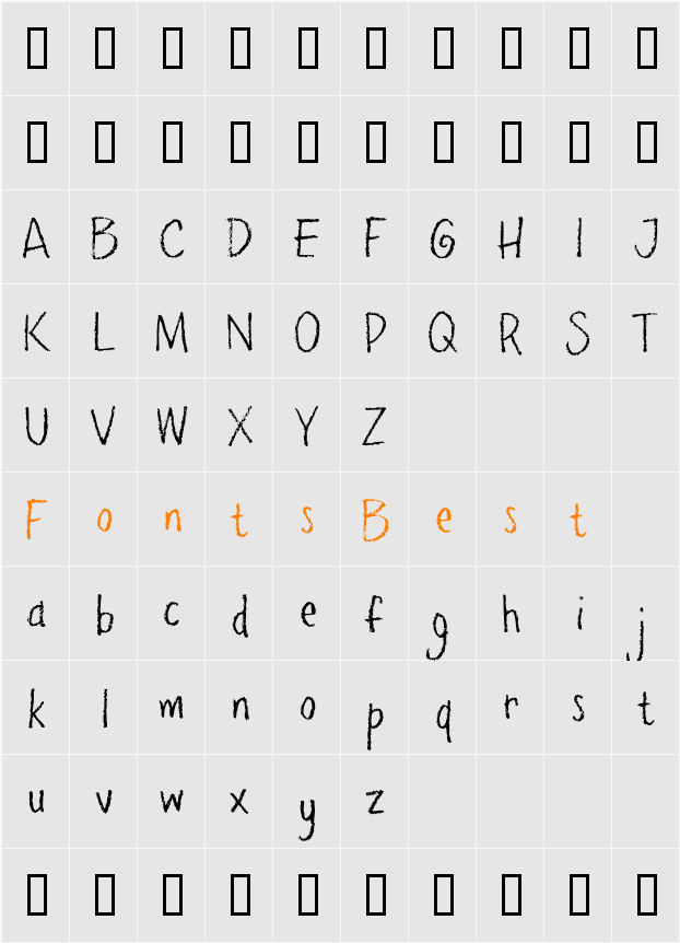 pencilPete FONT Character Map
