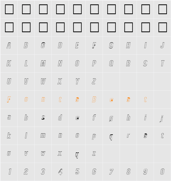 PSL SamsonOutline Character Map