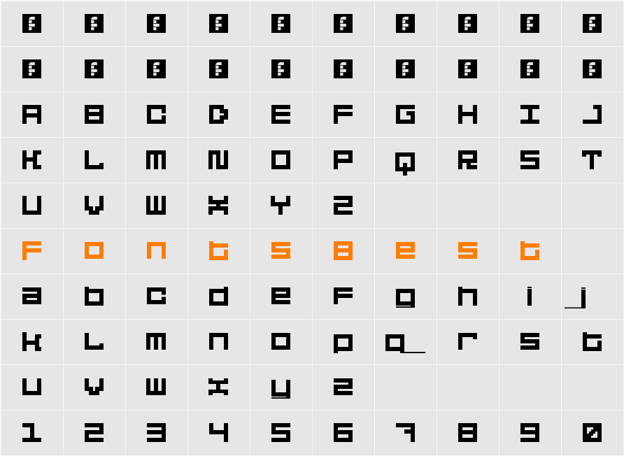 5Didgit Solid Character Map