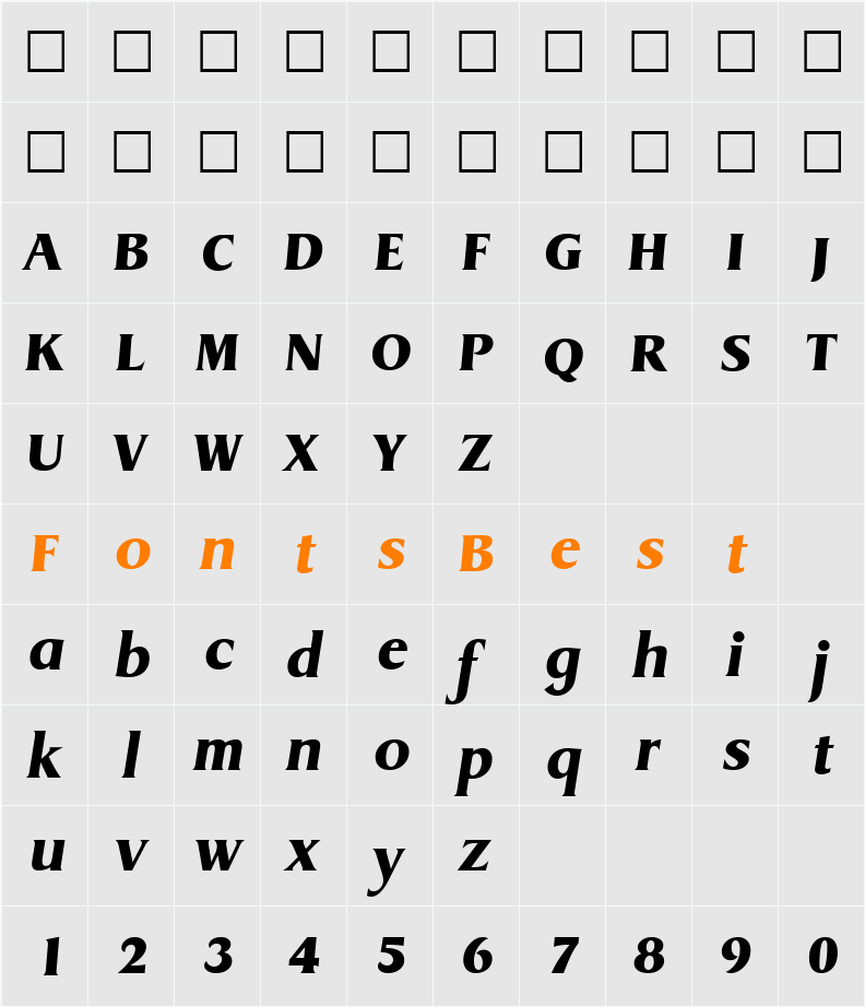 Griffon Extrabold Character Map
