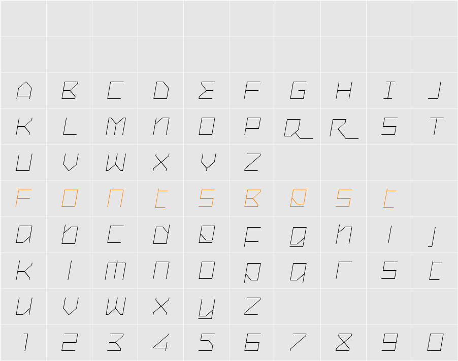 Oxygen Light Character Map