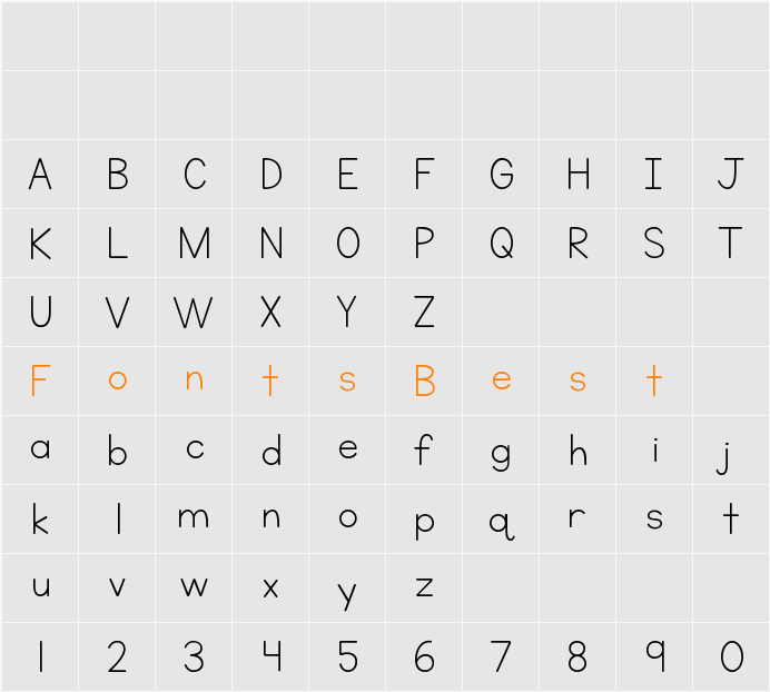 KG Neatly Printed Character Map