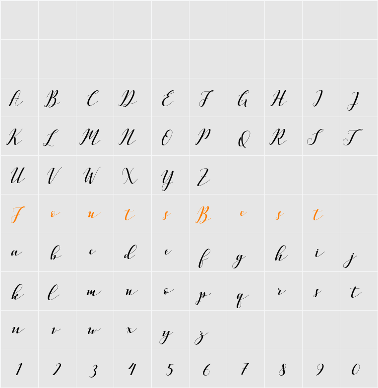 Vellesa Script Character Map