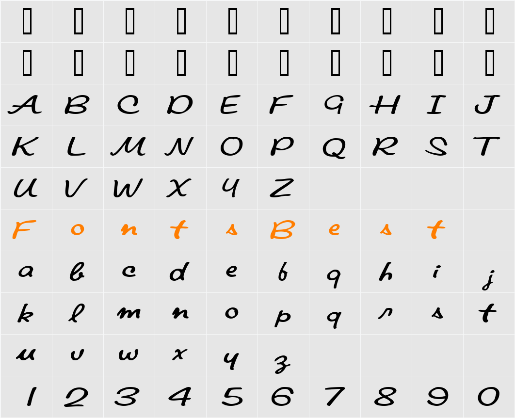 PompanoScriptSSK Character Map