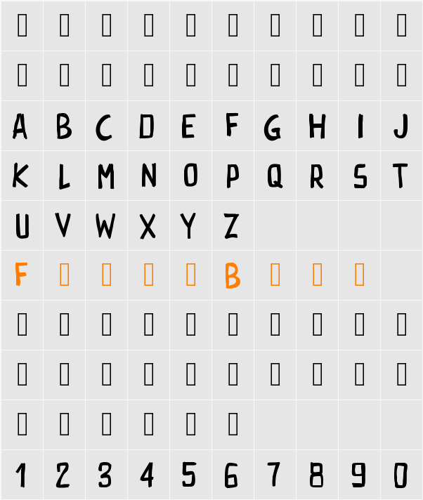 PWRectangle Character Map